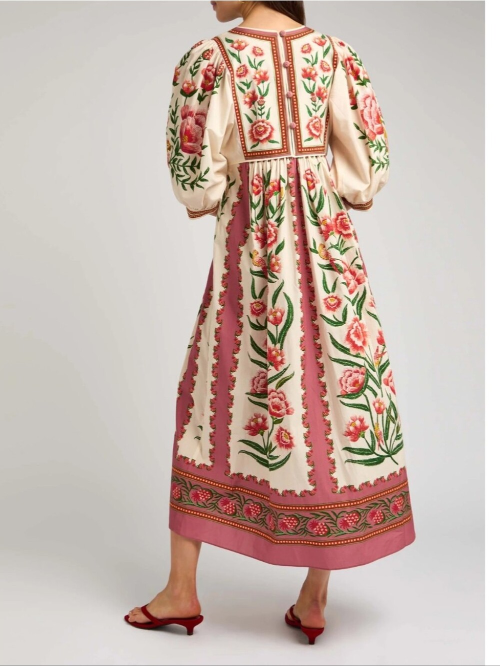 FARM Rio Puff-Sleeve Floral print Midi Dress - Picture 6 of 8